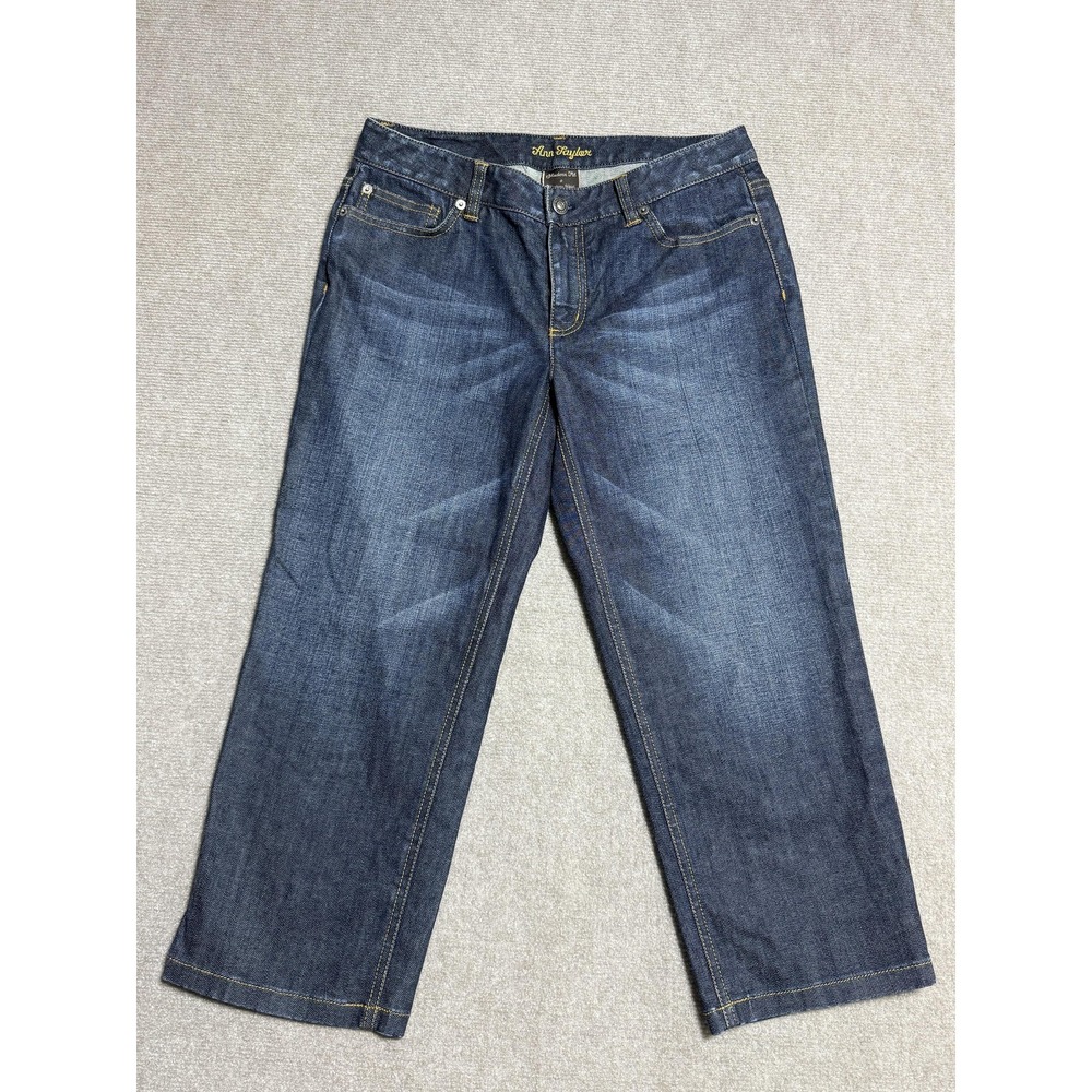 Ann Taylor‎ Jeans Womens 6 Modern Fit Lindsay Cropped Embroidered Pockets Denim